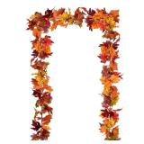 DearHouse 2 Pack Fall Garland Maple Leaf, 5.9Ft/Piece Hanging Vine Garland Artificial Autumn Foliage Garland Thanksgiving Decor for Home Wedding Fireplace Party Christmas (Brown)