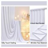 10 ft x 7 ft Wrinkle Free White Backdrop Curtain for Wedding Parties, Polyester Photography Backdrop Drapes for Birthday Parties Stage Backdrop Stand, White Background Curtains, 5x7FT 2 Panels