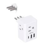 Italy Travel Power Adapter, 3 Prong Grounded Plug with USB Charging Ports, Type L Outlet Adaptor Charger for USA to Italy Uruguay Chile