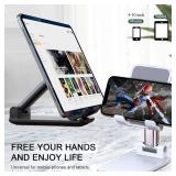 Meetuo 2 Pcs Cell Phone Stand, Adjustable Angle Height Phone Stand for Desk, Fully Foldable/Portable Phone Holder, Compatible for iPhone 16/15/14/13/12/Smartphones