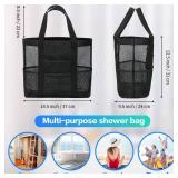 HAOGUAGUA Large Mesh Bathroom Shower Caddy, Mesh Beach Pool Bag, Portable Toiletry Tote Bag for College Dorm Bathroom Gym Swimming (Black)