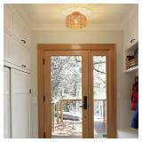 OCWHT Boho Ceiling Light Fixtures Rattan Chandelier Bedroom Light Small Rattan Flush Mount Ceiling Light Hand-Woven Chandelier for Nursery Light Kitchen Farmhouse Chandelier