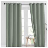 NICETOWN Blackout Sage Green Curtains 84 inch Length 2 Panels Set - Chic Thermal Insulated Grommet Room Darkening Window Drapes for Bedroom/Living Room, W52 x L84