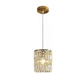 ANSHENYA Crystal Pendant Light Modern Island Linear Hanging Crystal Chandelier Ceiling Light Fixture for Kitchen Hallway Dining Room Bedroom Living Lighting Kitchen Over Lights Wedding Lamp (Gold)