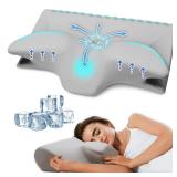 Cervical Pillow for Neck Pain Relief, Cooling Contour Memory Foam Pillows Support Odorless Ergonomic Neck Pillow Adjustable Orthopedic Bed Pillow for Side Back Stomach Sleeper with Pillowcase