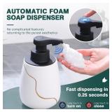 BosilunLife Automatic Foaming Soap Dispenser - Touchless Foam Hand Soap Dispenser for Bathroom Ceramic Smart Electric Auto Dish Soap Dispenser Waterproof, USB C Rechargeable, 17 oz/500 ml