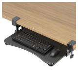 suptek Small Keyboard Tray Under Desk Pull Out with C Clamp Mount, Computer Keyboard & Mouse Tray, 20 (24.2 Including Clamps) x 11.8 inch Slide-Out Platform Computer Drawer for Typing, Black, DSF1S