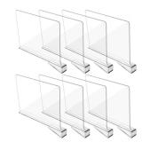 Hmdivor Acrylic Shelf Dividers for Closet Organization, Closet Shelf Organizer Closet Separator for Wood Shelves Clear Shelf Dividers for Closets (8 Pack)