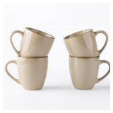 GBHOME Ceramic Coffee Mugs Set of 4, 12oz Stoneware Coffee Mugs Set For Dad Mom Women MEN, Light Weight Ceramic Coffee Cups for Latte/Tea/Beer/Hot Cocoa, Dishwasher & Microwave Safe, Light Tan