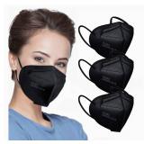 LEMENT 50pcs KN95 Face Mask Black 5 Layer Cup Dust Safety Masks Filter Efficiencyâ¥95% Breathable Elastic Ear Loops Black Masks