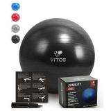 Vitos Fitness Anti Burst Stability Ball Extra Thick Non Slip Supports 2200LB for Fitness Exercise Birth Balance Yoga Workout Guide & Quick Pump Included Professional Quality Design (Black 65 cm)