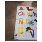 Eric Carle Elementary Blue Alphabet Kids Machine Washable Area Rug Blue/Orange, 4