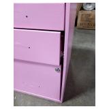 OSP Home Furnishings HPB Heavy Duty 3-Drawer Metal File Cabinet for Standard Files and Office Supplies, Pink Finish