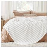 Bedsure Blankets Queen Size for Bed - Super Soft Cozy Blankets for Women, Cute Large Fleece Blanket for Girls, White, 90x90 Inches