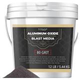 #80 Grit Aluminum Oxide Blast Media (12 LBS/5.44kg) - Premium Long-Lasting Sand Blasting Media, High Abrasive Force Sandblaster Sand for Metal, Sandblasters, Blasting Cabinet