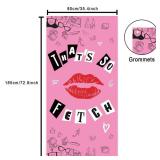 Thats So Fetch Happy Birthday Banner Background Hot Rose Pink Lip Theme Decor for Bridal Shower Wedding Night Out Hen Movie Bachelorette Party Girls Woman Birthday Party Favors Decorations Supplies