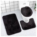 3pcs Plush Toilet Seat Covers (Black)