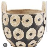 Mud Pie Terracota Glaze Pot, Open Dot, 5.5" x 6.1" dia