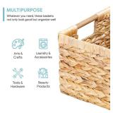 Large Wicker Basket Rectangular with Wooden Handles for Shelves, Water Hyacinth Basket Storage, Natural Baskets for Organizing, Wicker Baskets for Storage 14.5 x 10.3 x 7.5 inches - 3 Pack - Retail: $