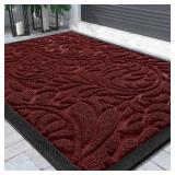 Yimobra Sturdy Door Mat, Heavy Duty Front Welcome Mats for Home Entrance Outdoor Indoor, Doormat for Outside Back Patio Floor Entry Porch Garage Office, Weather Resistant Easy Clean, 36 x 24, Red