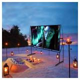 Projector Screen with Stand Foldable Portable Movie Screenï¼16ï¼9ï¼, HD 4K Double Sided Indoor Outdoor Projection Screen for Home Theater (100 Inch) â¦