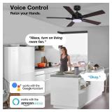 cumilo 52â Smart Ceiling Fanswith Lights Remote Control,Quiet DC Motor,Outdoor Indoor Modern Farmhouse Ceiling Fan work with Alexa App,Dimmable LED Light,Black/Brown for Bedroom Living Room Patio