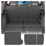 powoq 5 Seats Cargo Mat Compatible with 2022-2024 Jeep Grand Cherokee Trunk Mat Backrest Liner Replacement for 2022 2023 2024 Jeep Grand Cherokee Accessories(Trunk Mat+Backrest Mat)