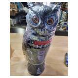 1 Pcs Solar Powered Fake Owl Animal Decoy Bird Scarecrow 180 Degree Rotation Head Waterproof Bird Repellent Light up Eyes and Owl Sound Realistic Look Highly Sensitive Motion Sensor Detects