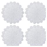 Phantomon 12 Inch Round Doilies Crochet Handmade Lace Placemats 100% Cotton Knitted Coasters, Pack of 4 (White)