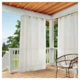 TOWN & COUNTRY BASICS Cabana Solid GT Indoor/Outdoor Light Filtering Grommet Top Curtain Panel Pair, 54x84, Vanilla