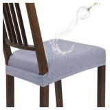 SearchI Water Repellent Dining Chair Seat Covers Set of 4, Washable Stretch Seat Covers for Dining Chairs, Rear-Covered Dining Room Seat Cover Protector(Check Light Grey)