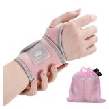 INDEEMAX 2 Pack Copper Wrist Brace Support for Carpal Tunnel, Pain Relief, Arthritis, Tendonitis, Adjustable Wrist Braces Compression Wraps Both Hands, Fit for Men and Women, Pink