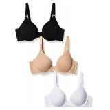 Fruit of the Loom womens T-shirt T Shirt Bra, Black Hue/Sand/White, 40DD US