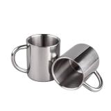 IMEEA Unbreakable Mugs for Kids Double Walled Camping Coffee Mugs 7.5oz/220ml Stainless Steel Mug with Handle, Set of 2