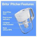 Brita Water Filter Pitcher for Tap and Drinking Water with 1 Standard Filter, Lasts 2 Months, 6-Cup Capacity, BPA Free, White