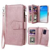 JZASES Case for Galaxy Note 20 Ultra, 2 in 1 Magnetic Detachable Shockproof Case, Flip Folio PU Leather Cover with Card Slot for Samsung Galaxy Note 20 Ultra, Rose Gold