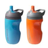 Tommee Tippee Insulated Sportee Bottle, 9oz, No Spill Toddler Water Bottle For 12 months +, Two-Piece Valve Helps Stop Spills, Orange and Blue, 2 count