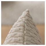 Kevin Textile Decorative Throw Pillow Cover Striped Corduroy Plush Texture Velvet Euro Christmas Cushion Cover for Bed 24 x 24 Inch (60cm) Set of 2 Cream