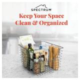 Spectrum Wire Basket for Organizing (Medium, Industrial Gray)   Sturdy Scoop Pantry Basket Storage   Wire Storage Basket Organizer for Kitchen, Shelf, Closet, Bathroom, Garage & More