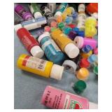 BASKET OF CRAFT PAINTS