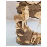 Wolf Family of Wolves on Rocks Statue Figurine Clock Native American