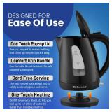 Elite Gourmet EKT8690 1.7L Electric Tea Kettle 1500W Hot Water Heater Boiler BPA Free, Fast Boil, Water Level Window and Auto Shut Off, Black