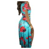 MESLIMA Dresses for Women Casual Summer Sexy Deep V Split Flower Print Maxi Dresses for Women XL