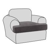 H.VERSAILTEX Stretch Velvet T Cushion Chair Covers for Living Room Armchair Sofa Cover Couch Cover Slipcover T Cushion Seat Cover Stay with Elastic Bands(Armchair,Grey)