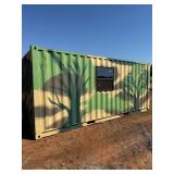 20 Foot C Container Conex with Walk Through Door and Window, Painted Camo- Just in time for hunting season!!