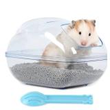 BUCATSTATE Hamster Sand Bath Container Large Transparent Hamster Toilet with Scoop Set for Dwarf Pets Small Animals Cage Accessories (Blue, Large)