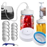 Mason Jar Vacuum Sealer and Accessory Hose Compatible with FoodSaver Vacuum Sealer Portable Hand Pump Vacuum Sealer for Jars Regular & Wide Mouth and Lid, Jar Vacumn Sealer Kit for Food Storage