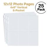 Dunwell Photo Album Refill Pages 12x12 - (4x6 Portrait, 25 Pack) Holds 300 4x6" Photos, 4x6 Photo Sleeves for 3 Ring Binder Scrapbook Album 12x12, Archival Quality Page Protectors 12x12