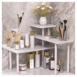 JayRex Bathroom Organizer Countertop Corner Shelf, 3 Tier Moveable Organizer for Make Up, Dresser Table, Desktop (White)