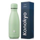 Konokyo Insulated Water Bottles,12 oz Double Wall Stainless Steel Vacumm Metal Flask for Sports Travel,Macaron Green